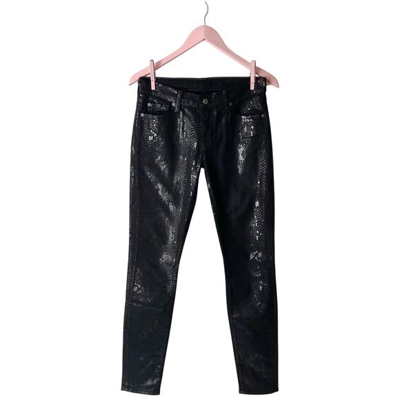 7 For All Mankind Snakeskin Print Skinny Jeans - Picture 1 of 7